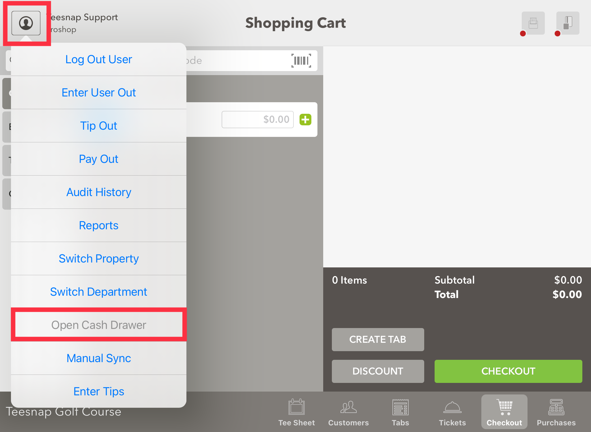Opening the Cash Drawer